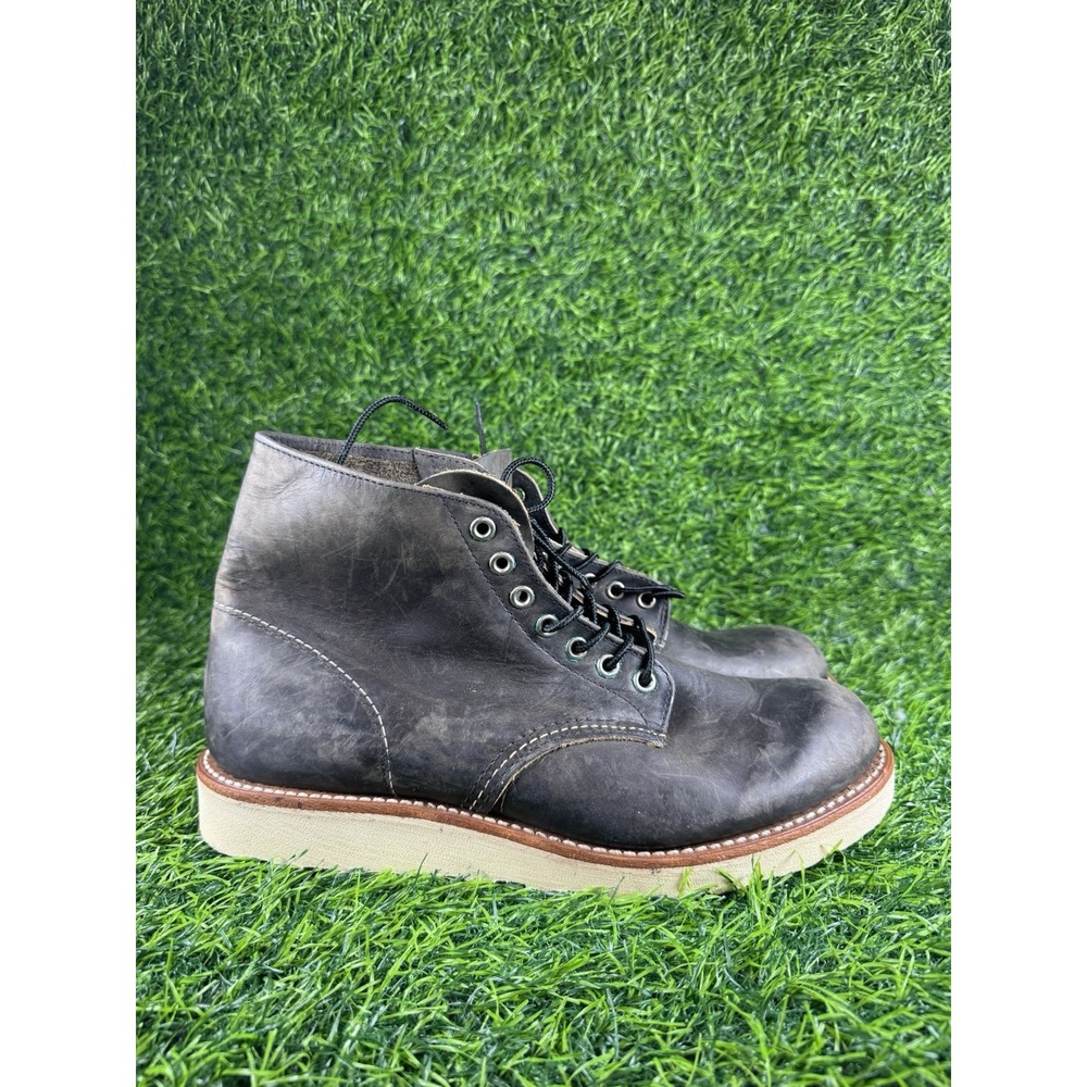 Red Wing 8190 Round Toe Boots Mens 8.5 D Charcoal Rough & Tough Leather